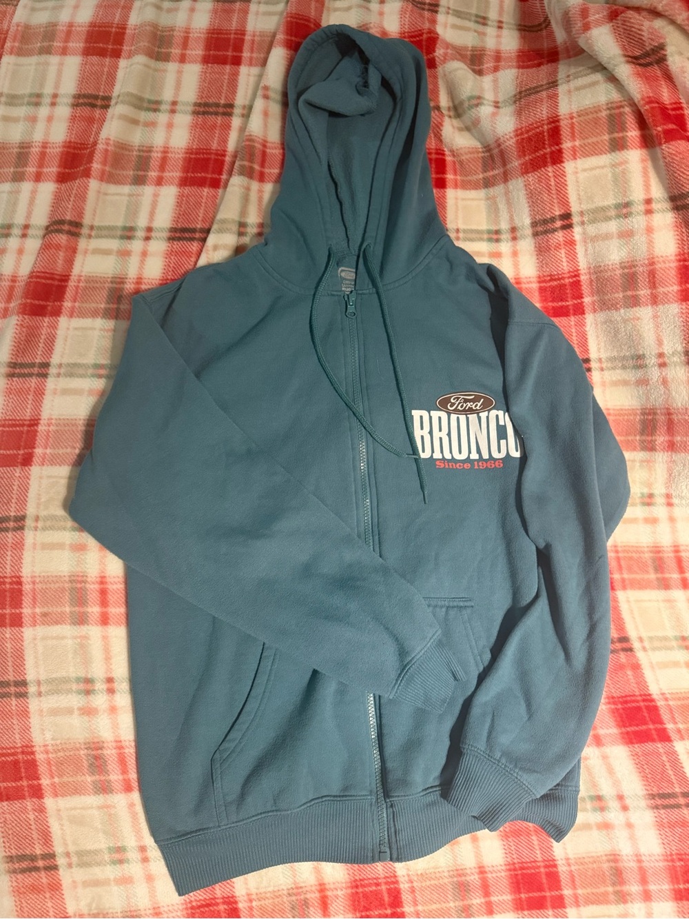 Ford Teal Zip-Up Bronco Hoodie